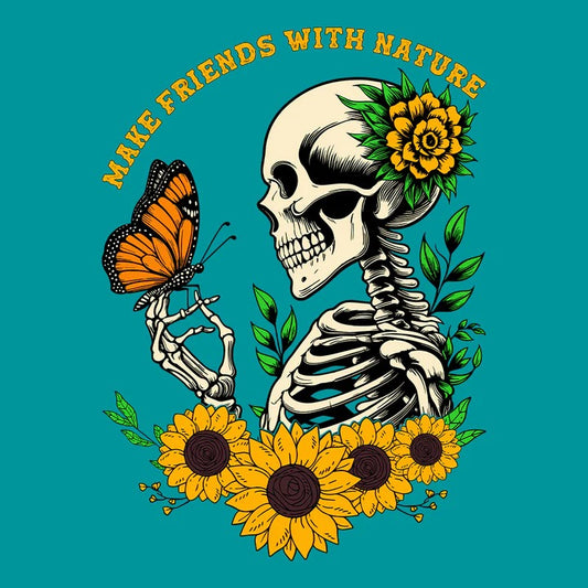 Embrace the Dark and Beautiful: Floral Gothic Daisy Sunflower Skull T-Shirt