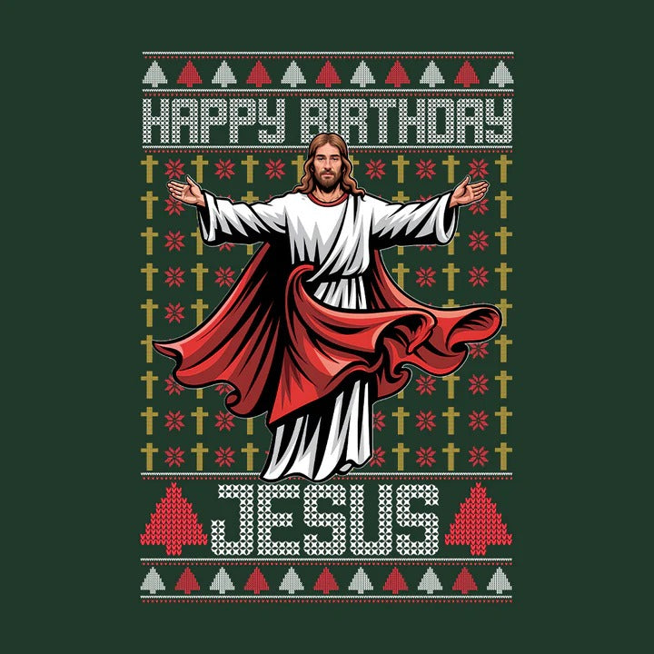 Celebrate the Reason for the Season with Our "Happy Birthday Jesus" Christian Christmas Ugly Sweater T-Shirt