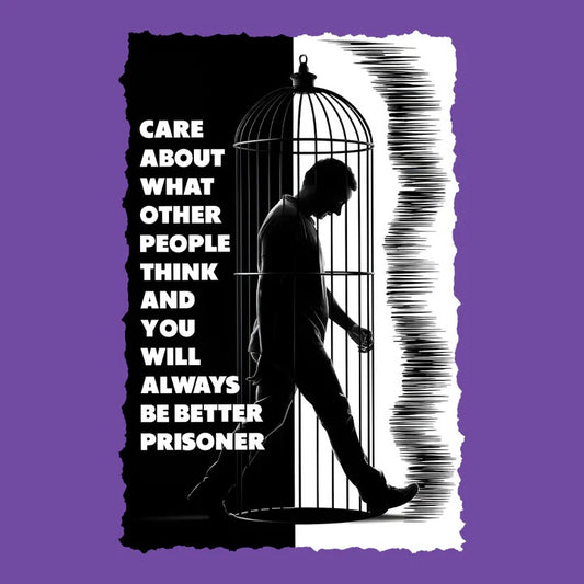 "Exploring Freedom and Confinement with the 'Man Walking in Birdcage Prisoner Philosophy' T-Shirt"