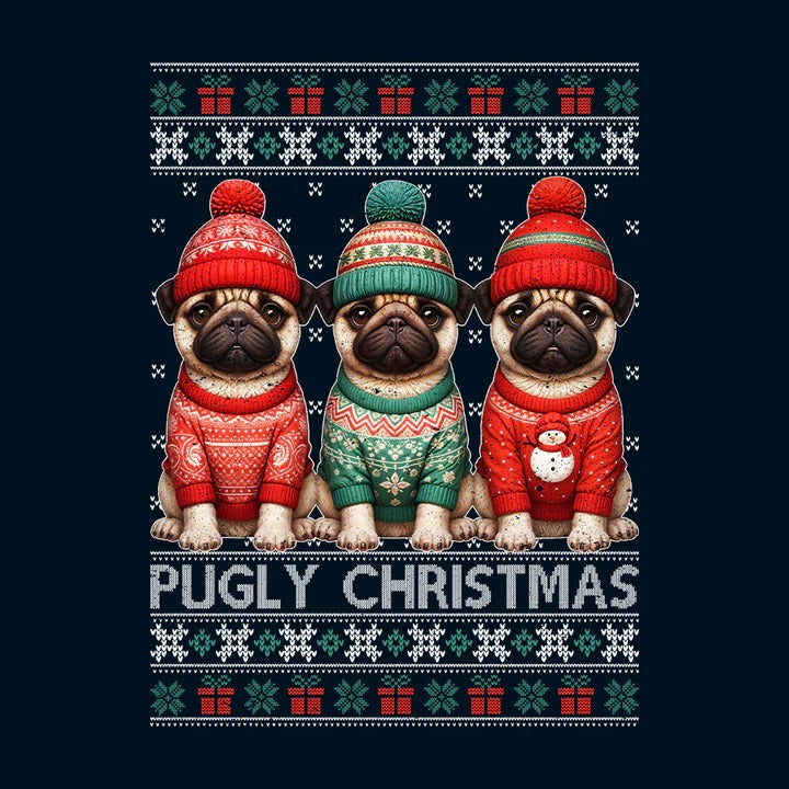 Celebrate the Holidays with the "Pugly Christmas Pug Dog Xmas" T-Shirt!