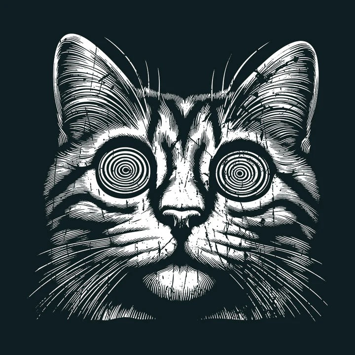 Dive into the Mystique with the "Dark Aesthetic Psychedelic Cat" T-Shirt