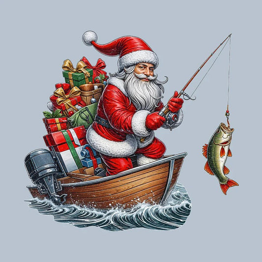 Celebrate the Holidays with the Perfect Gift: The "Santa Fishing Christmas Fisher Xmas Fisherman Merry Fishmas" T-Shirt