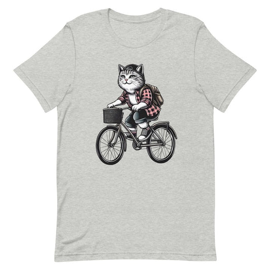 Discover the Fun and Quirky "Cat Riding Bicycle" T-Shirt