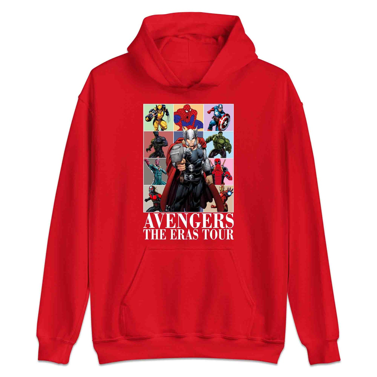 Avengers Eras Tour T-Shirt, Jumper & Hoodie – Retro Marvel Comic Style Featuring Thor, Iron Man, Spider-Man, Hulk & Deadpool | PRODUCT CODE: ABFGEIRS