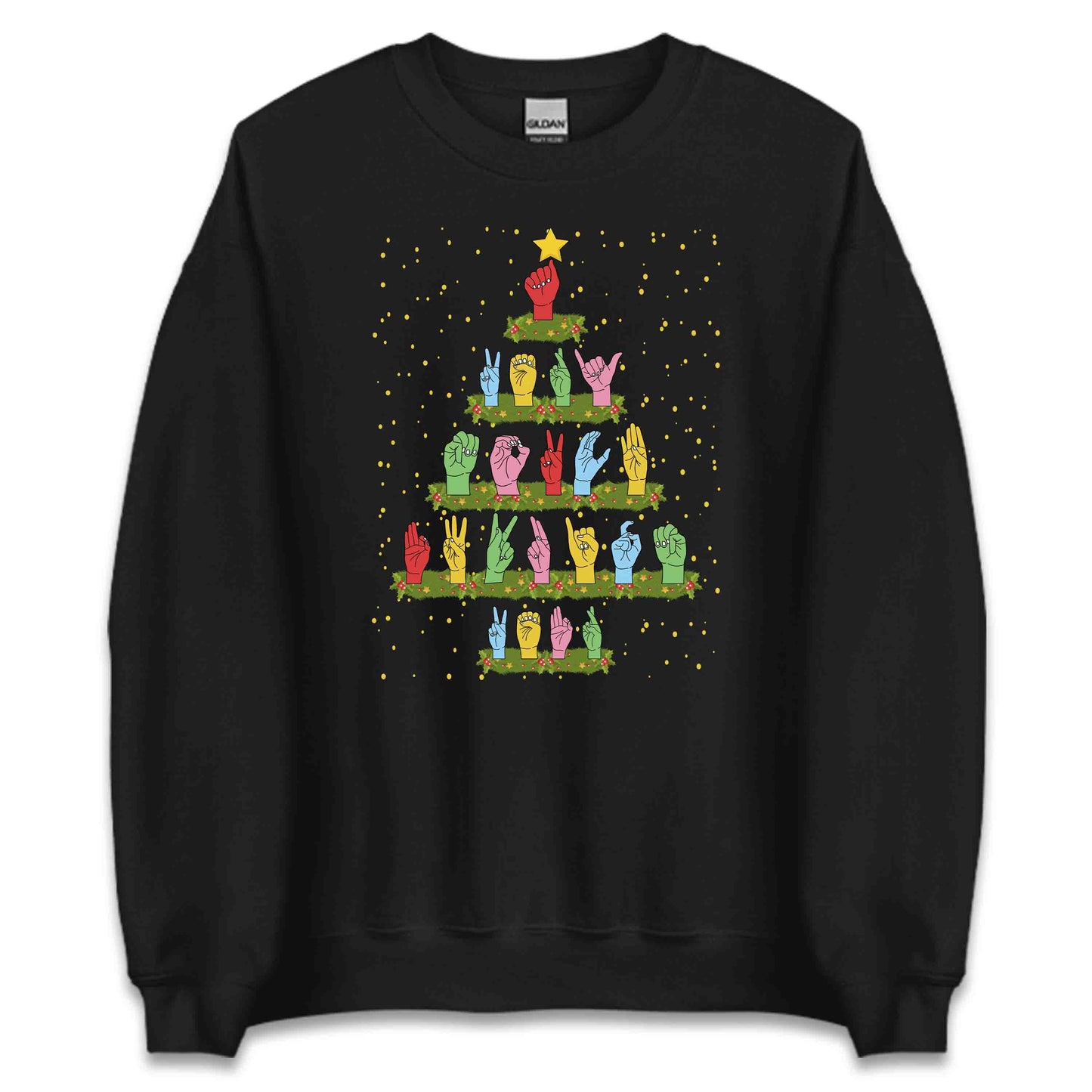 ASL Christmas Tree Hand Signs Language Xmas Deaf Awareness | PRODUCT CODE: AMRCSNGLCHT
