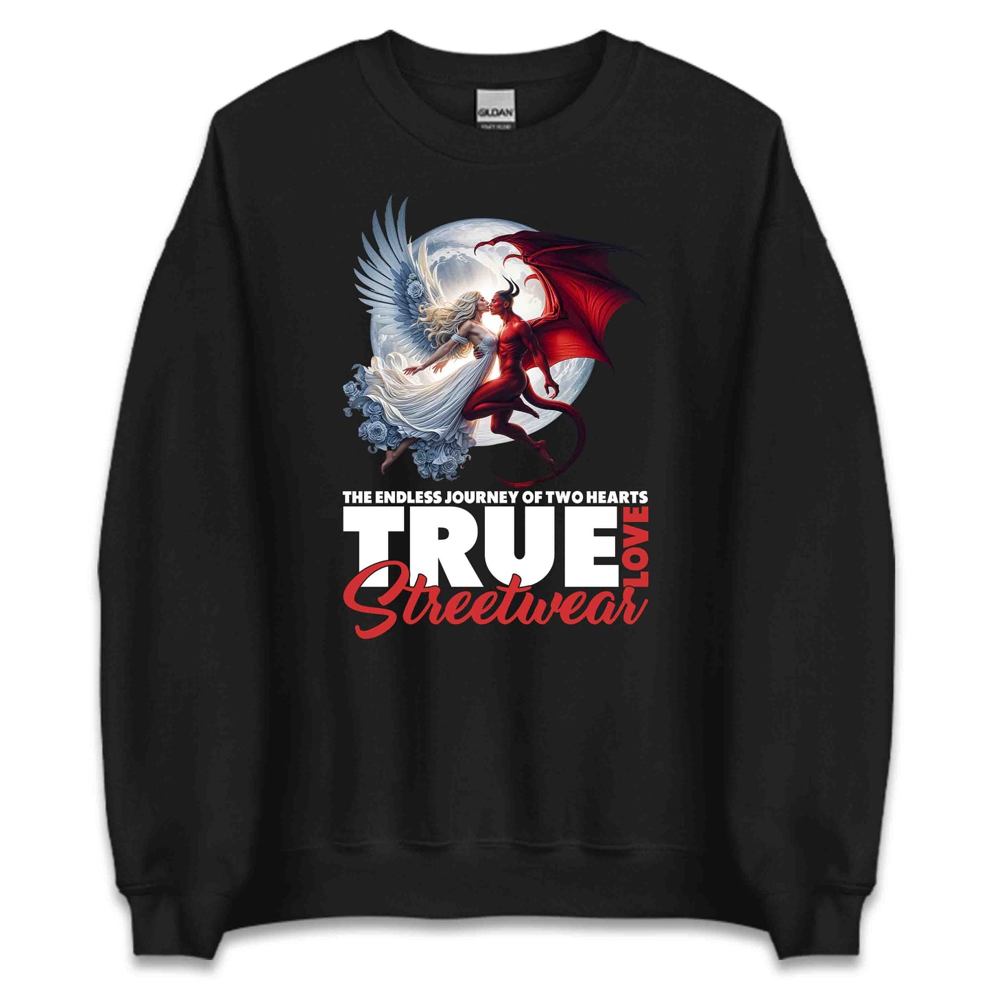 Angel and Devil Love Romantic Fantasy Artistic Streetwear | PRODUCT CODE: ANLGDVERMNOF