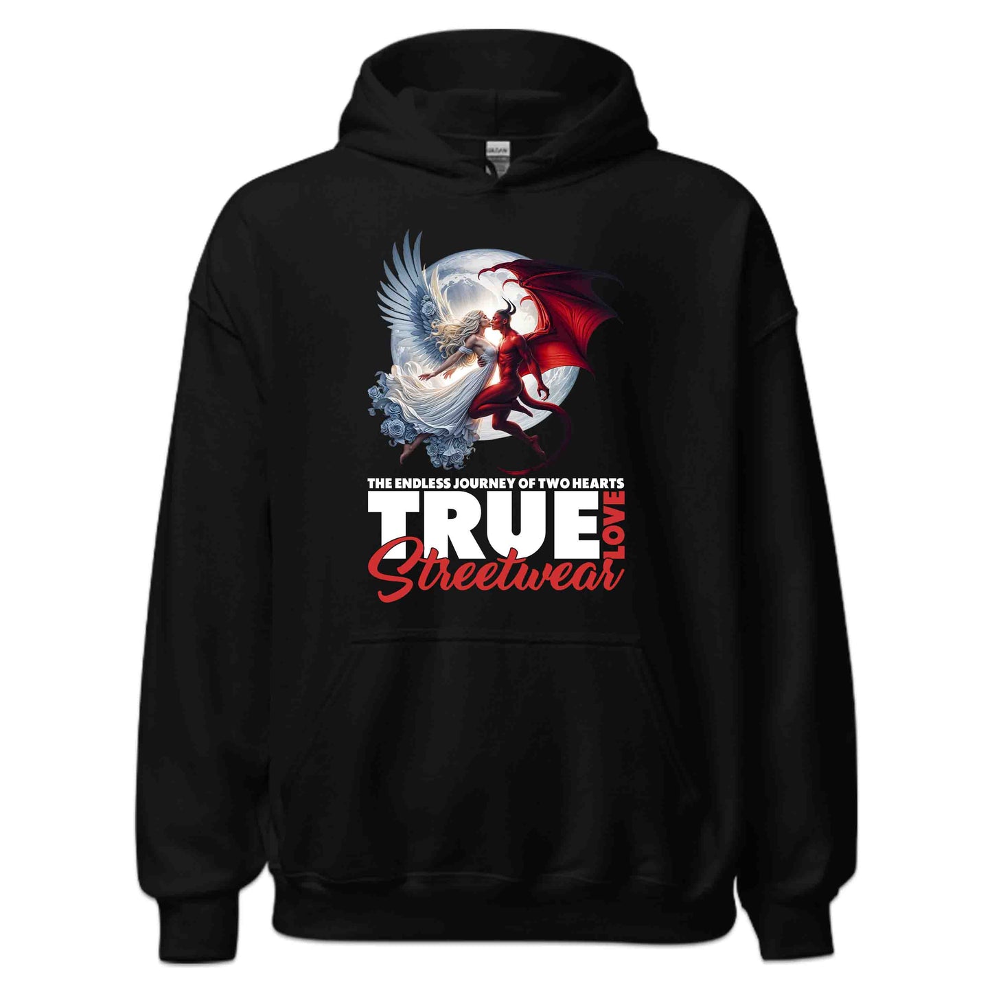 Angel and Devil Love Romantic Fantasy Artistic Streetwear | PRODUCT CODE: ANLGDVERMNOF