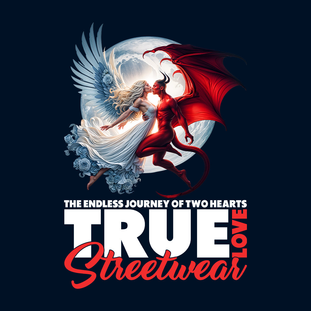 Angel and Devil Love Romantic Fantasy Artistic Streetwear | PRODUCT CODE: ANLGDVERMNOF