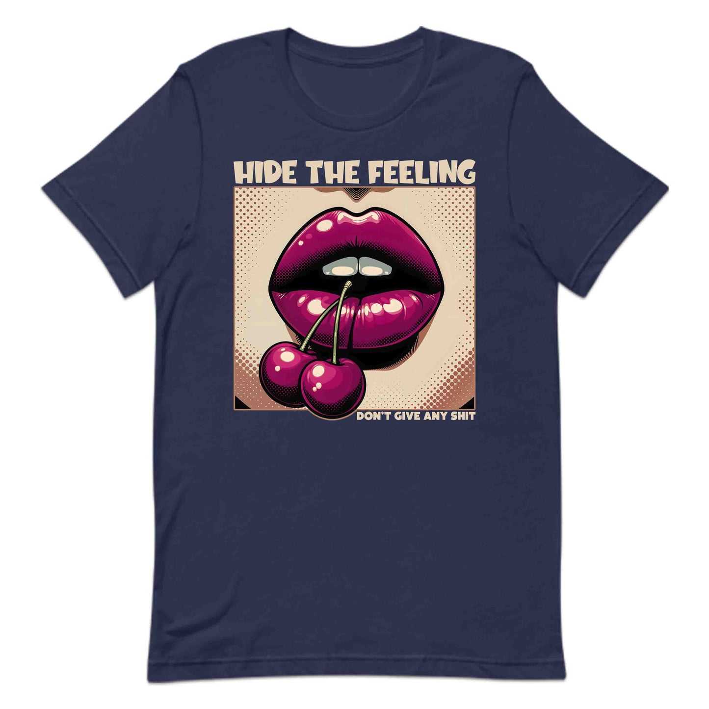 Artistic Cherry Lips Retro Pop Art-Inspired Hide the Feeling Quote | PRODUCT CODE: ARSTCHYRLPON