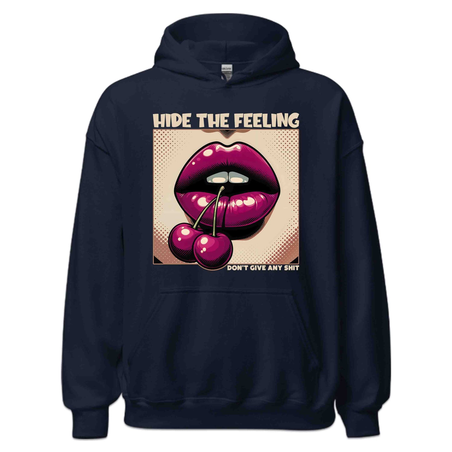 Artistic Cherry Lips Retro Pop Art-Inspired Hide the Feeling Quote | PRODUCT CODE: ARSTCHYRLPON
