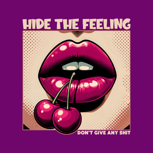 Artistic Cherry Lips  Retro Pop Art-Inspired Hide the Feeling Quote | PRODUCT CODE: ARSTCHYRLPON