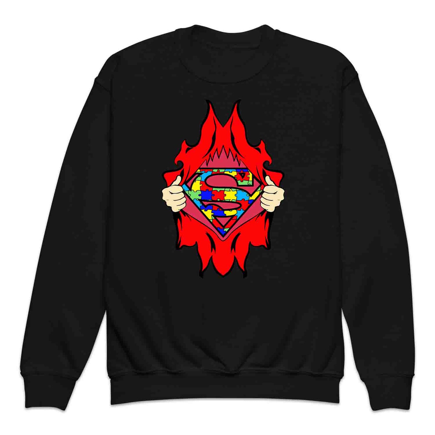 Autism Awareness Kids T-Shirt | Superhero Puzzle Kids Jumper | Torn Superman Logo Hoodie | PRODUCT CODE: ASDBSPEMLGN