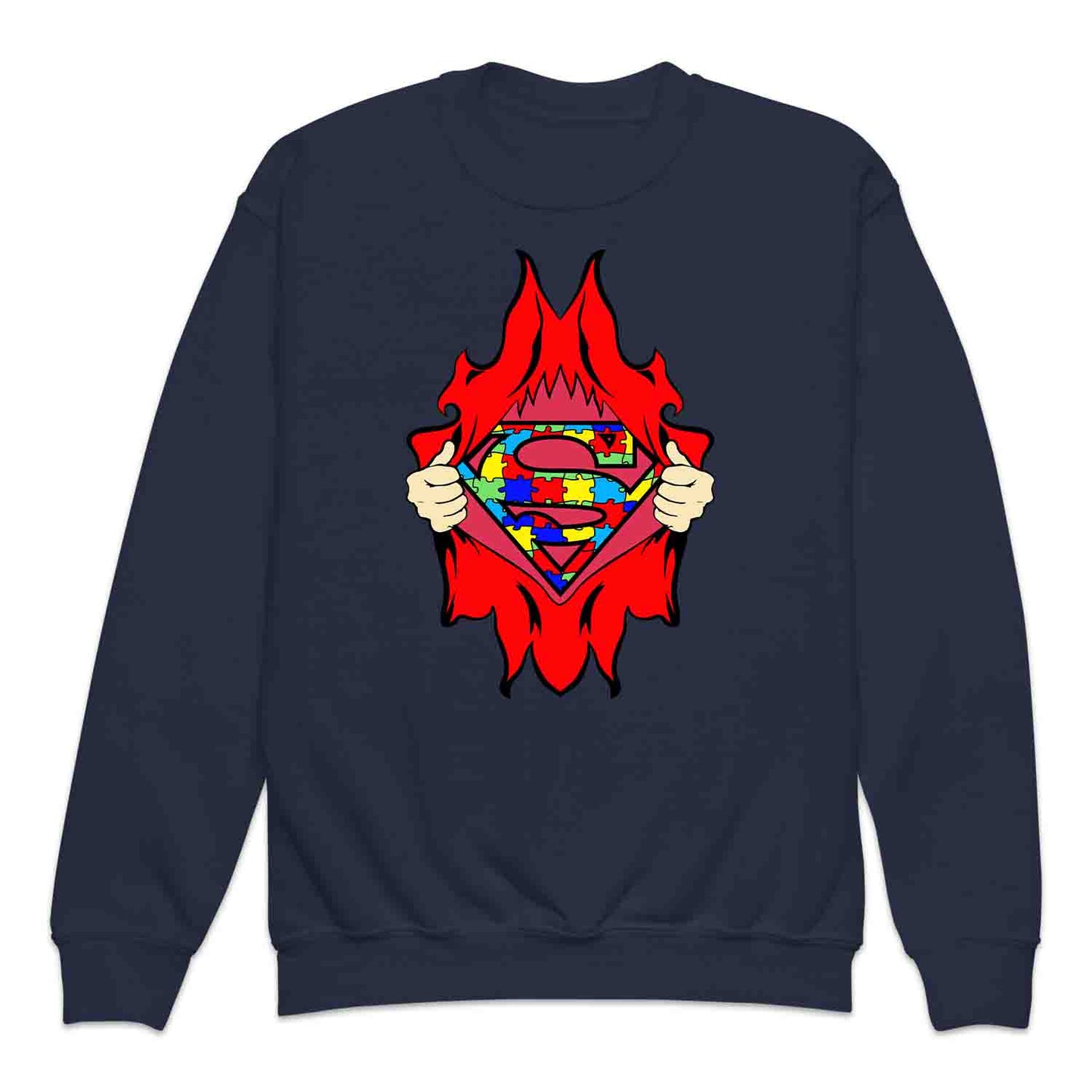 Autism Awareness Kids T-Shirt | Superhero Puzzle Kids Jumper | Torn Superman Logo Hoodie | PRODUCT CODE: ASDBSPEMLGN