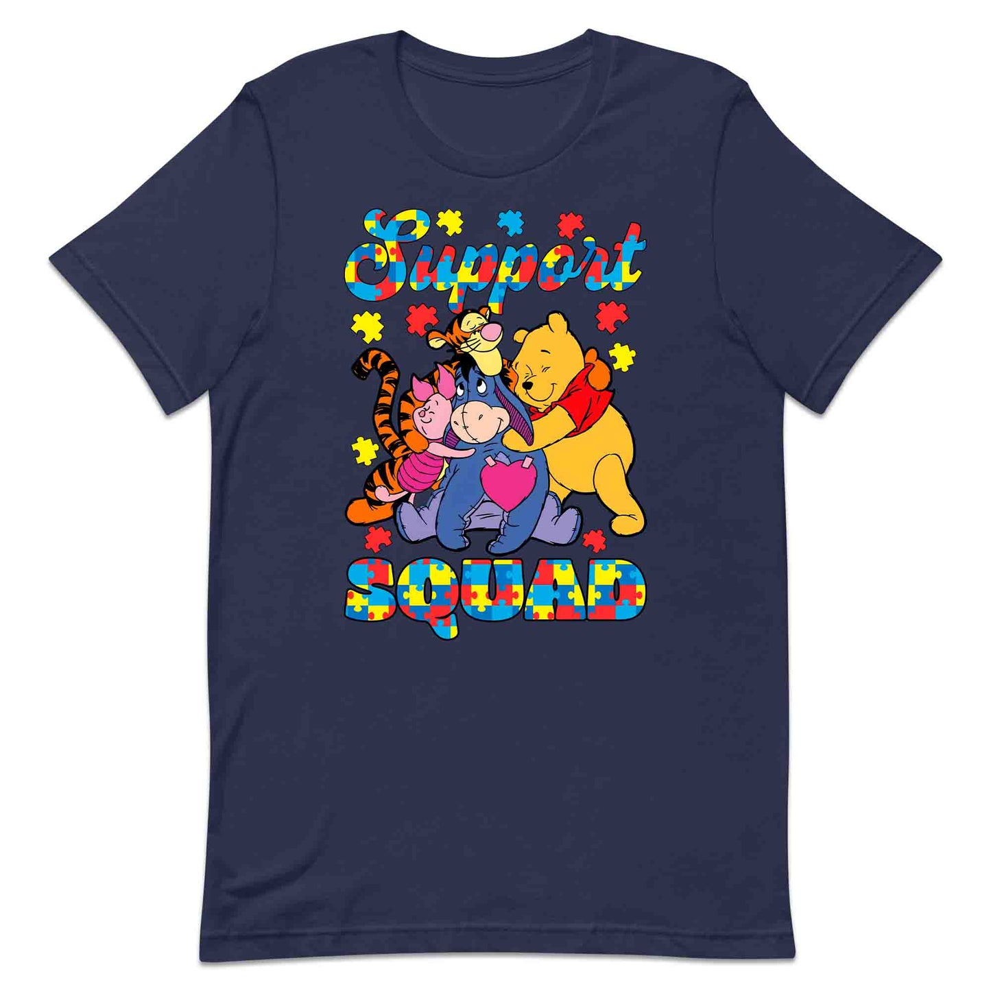 Autism Support Squad T-Shirt | Winnie the Pooh & Friends Hug Jumper | Inclusion Puzzle Hoodie | PRODUCT CODE: AURNYMCPALZ