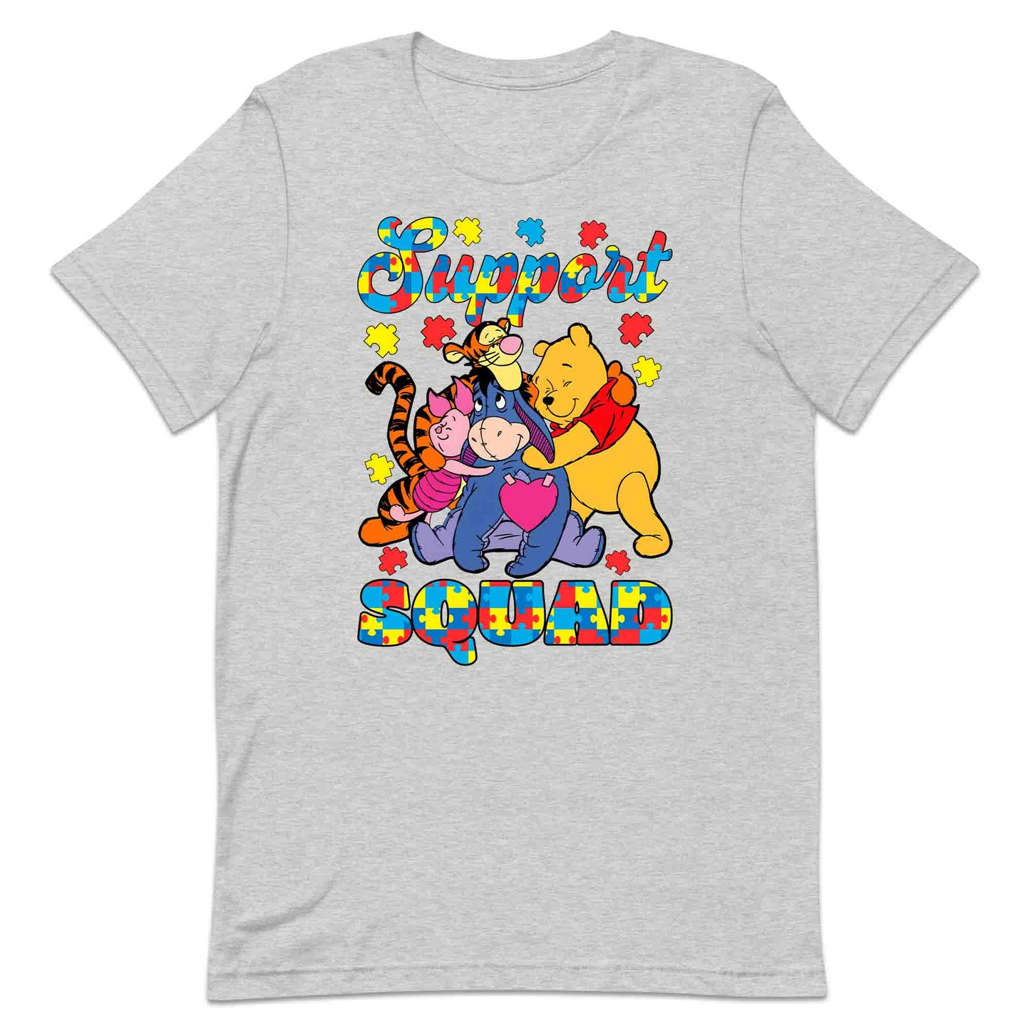 Autism Support Squad T-Shirt | Winnie the Pooh & Friends Hug Jumper | Inclusion Puzzle Hoodie | PRODUCT CODE: AURNYMCPALZ