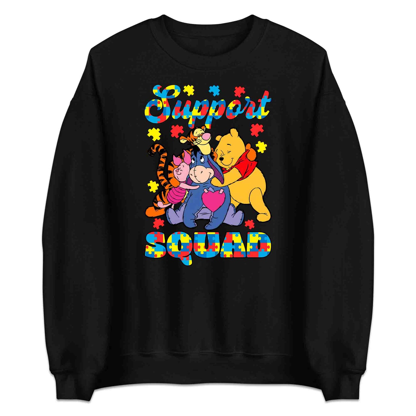 Autism Support Squad T-Shirt | Winnie the Pooh & Friends Hug Jumper | Inclusion Puzzle Hoodie | PRODUCT CODE: AURNYMCPALZ