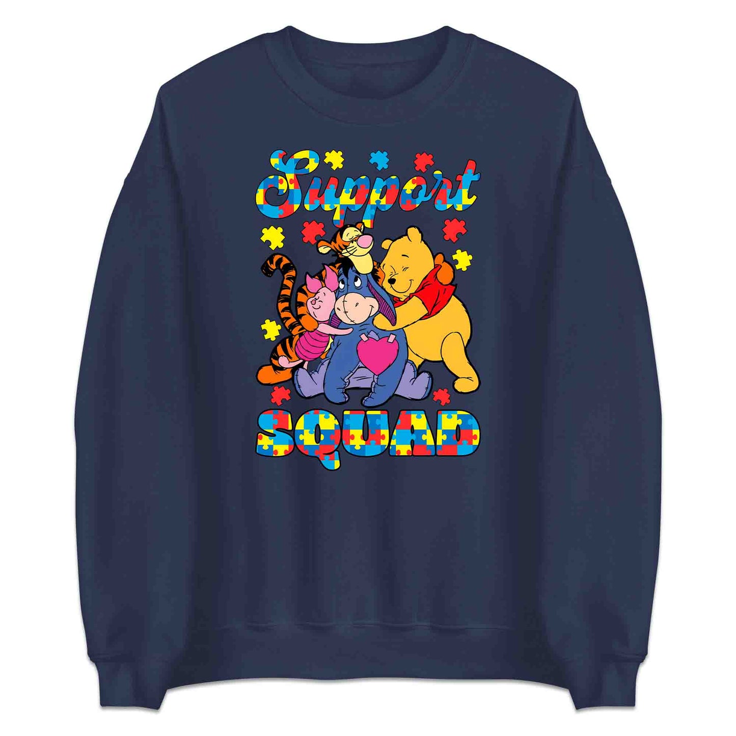 Autism Support Squad T-Shirt | Winnie the Pooh & Friends Hug Jumper | Inclusion Puzzle Hoodie | PRODUCT CODE: AURNYMCPALZ