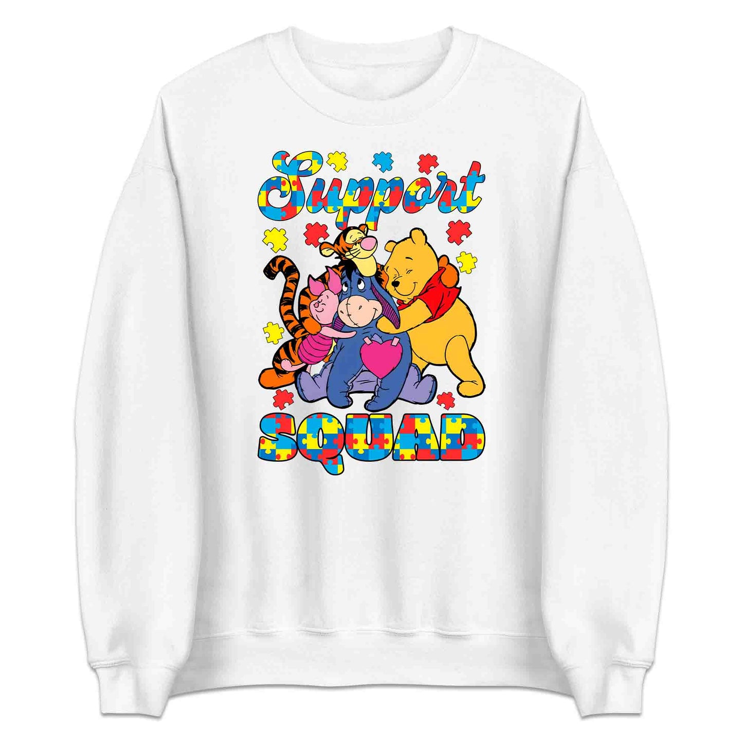 Autism Support Squad T-Shirt | Winnie the Pooh & Friends Hug Jumper | Inclusion Puzzle Hoodie | PRODUCT CODE: AURNYMCPALZ