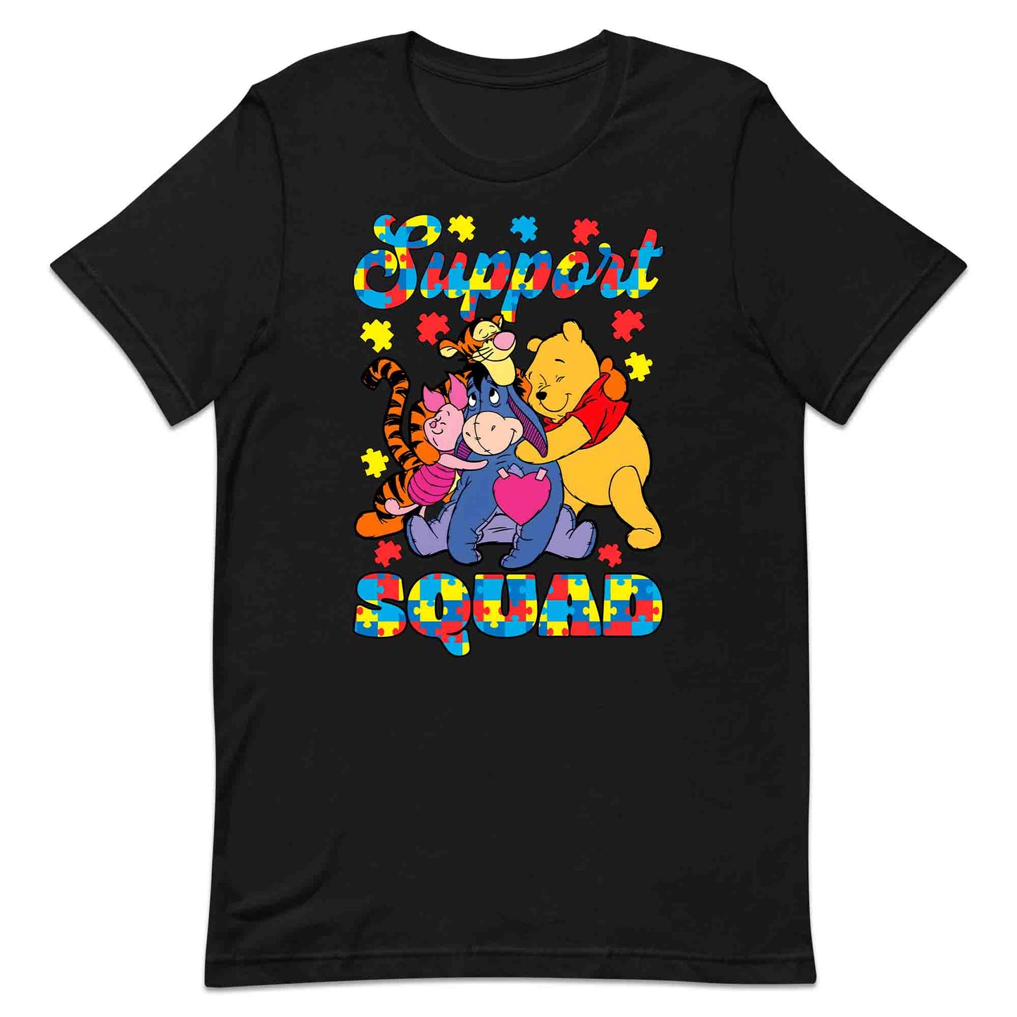 Autism Support Squad T-Shirt | Winnie the Pooh & Friends Hug Jumper | Inclusion Puzzle Hoodie | PRODUCT CODE: AURNYMCPALZ