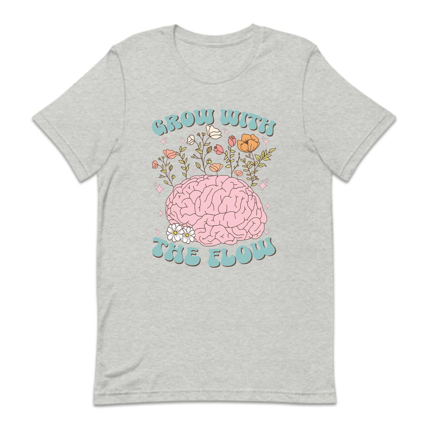 Grow With The Flow Floral Brain Positive Quote | PRODUCT CODE: GRTHLFMH