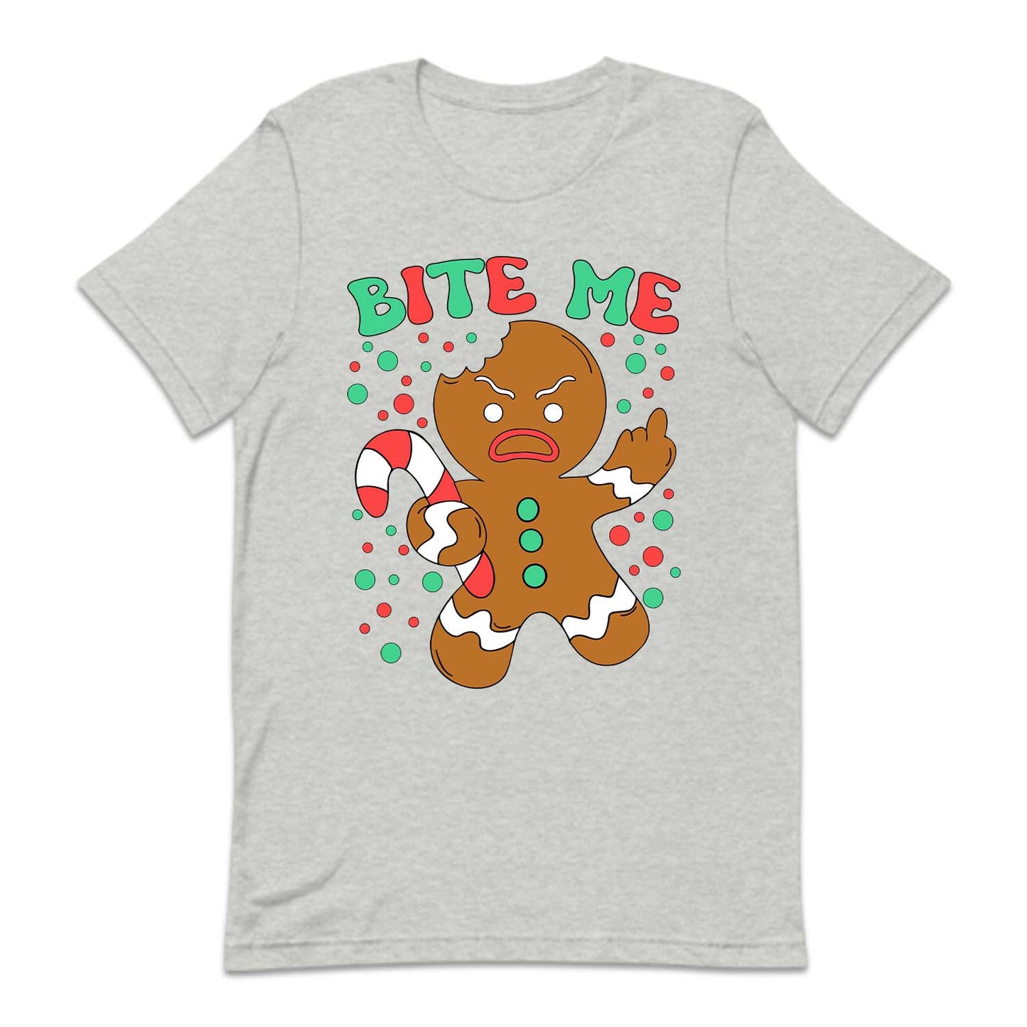 Bite Me Gingerbread Man Christmas Funny Middle Finger Sarcastic Xmas | PRODUCT CODE: BTMHDNGRBEA