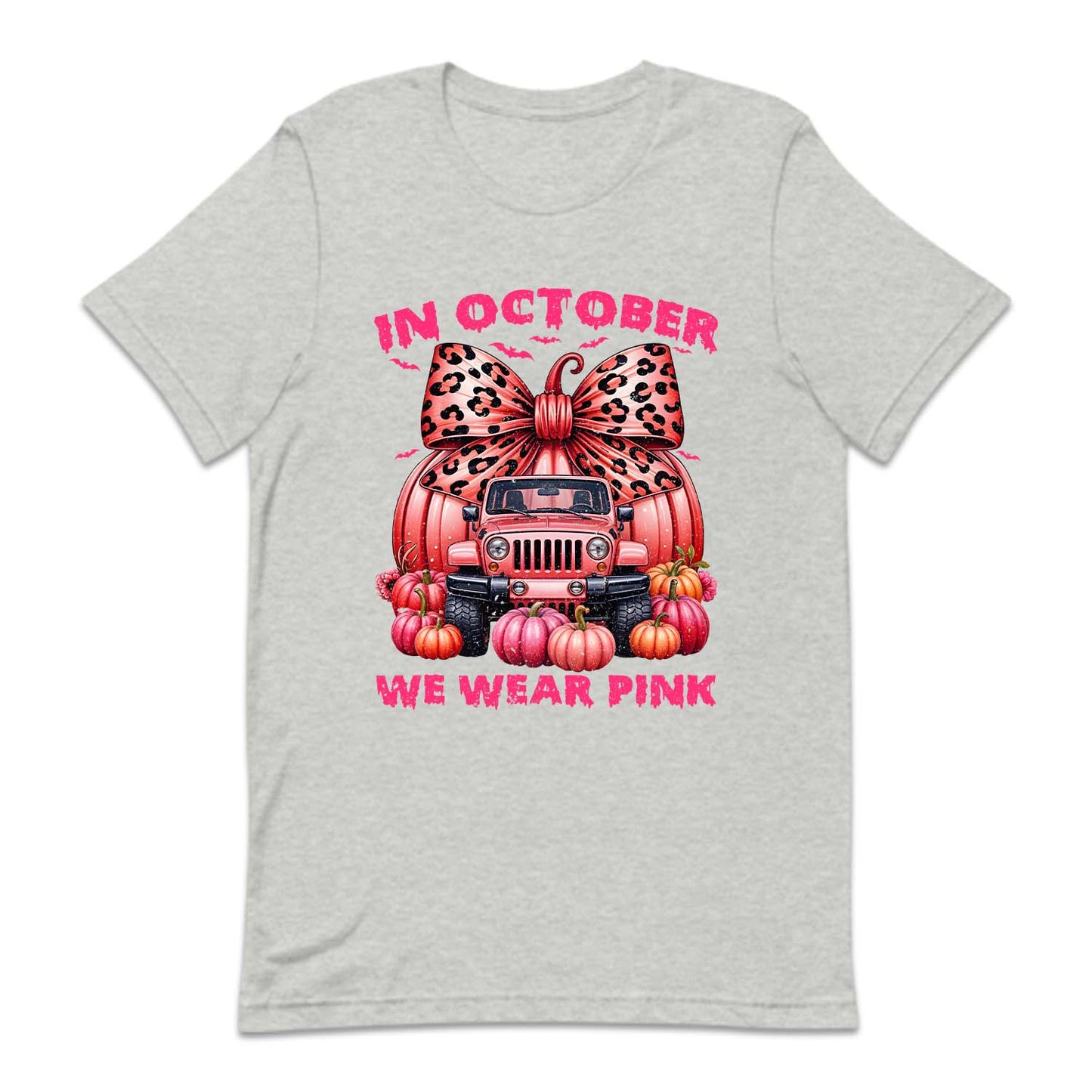 In October We Wear Pink Pink Ribbon Jeep With Pumpkins Halloween Breast Cancer | PRODUCT CODE: PNKRBOJPKS