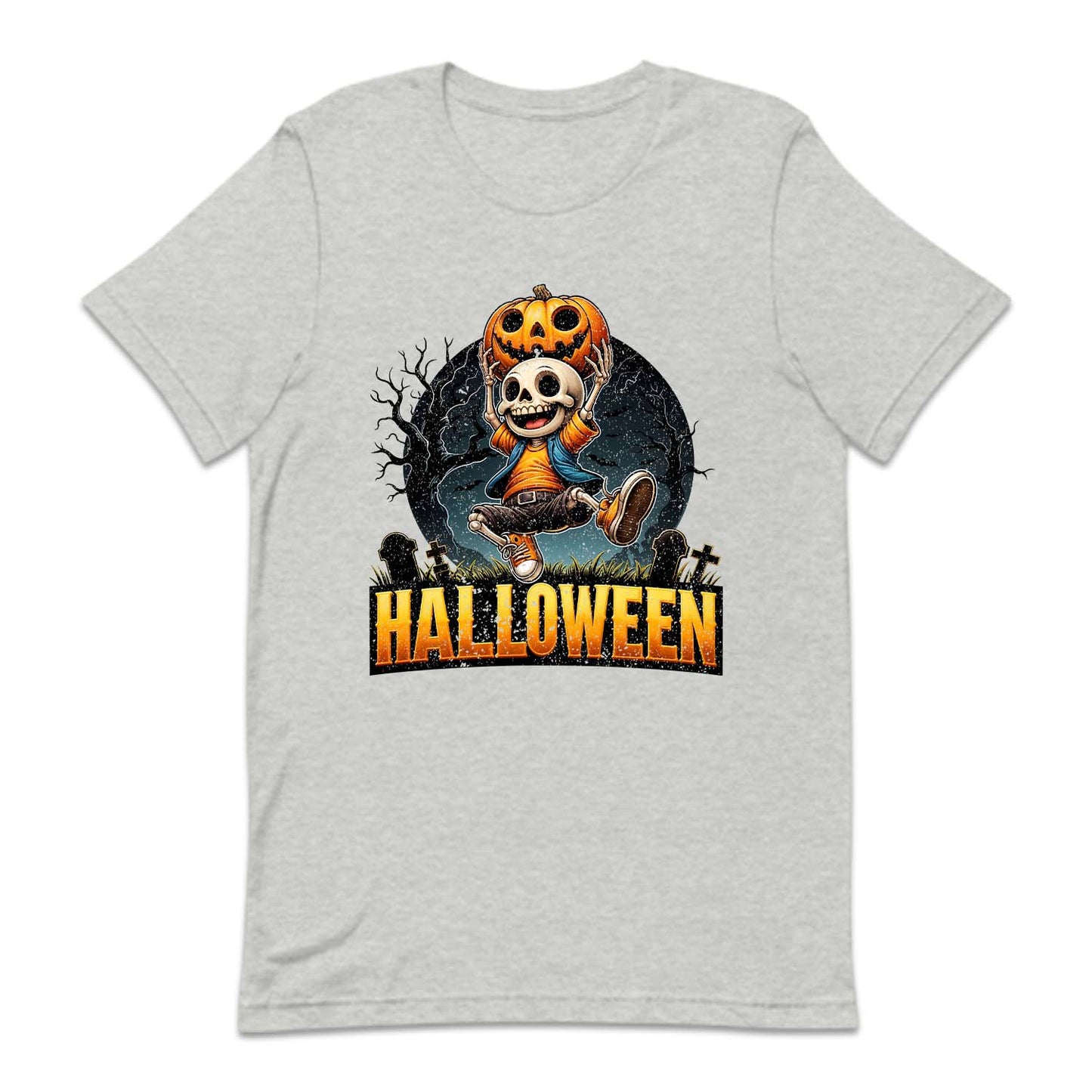 Cute Skeleton With Pumpkin Head Spooky Night Scene Halloween Party | PRODUCT CODE: HLCTSKWPUD