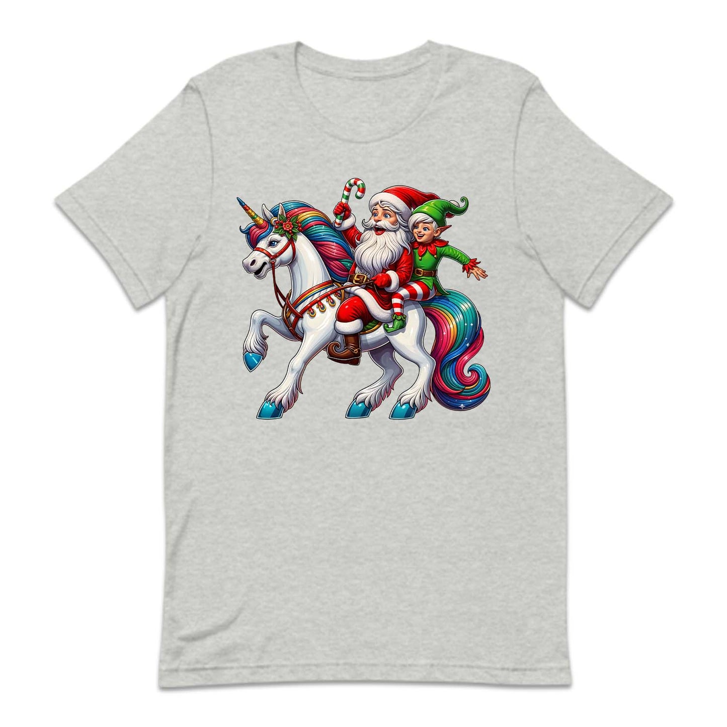 Santa Claus & Elf Riding Unicorn Funny Christmas Magical Xmas | PRODUCT CODE: STANUSDEFLUR