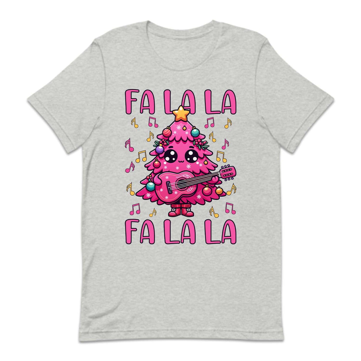 Pink Christmas Tree Holding Guitar FA LA LA LA Festive Music Xmas | PRODUCT CODE: PCTRHLGUTFL