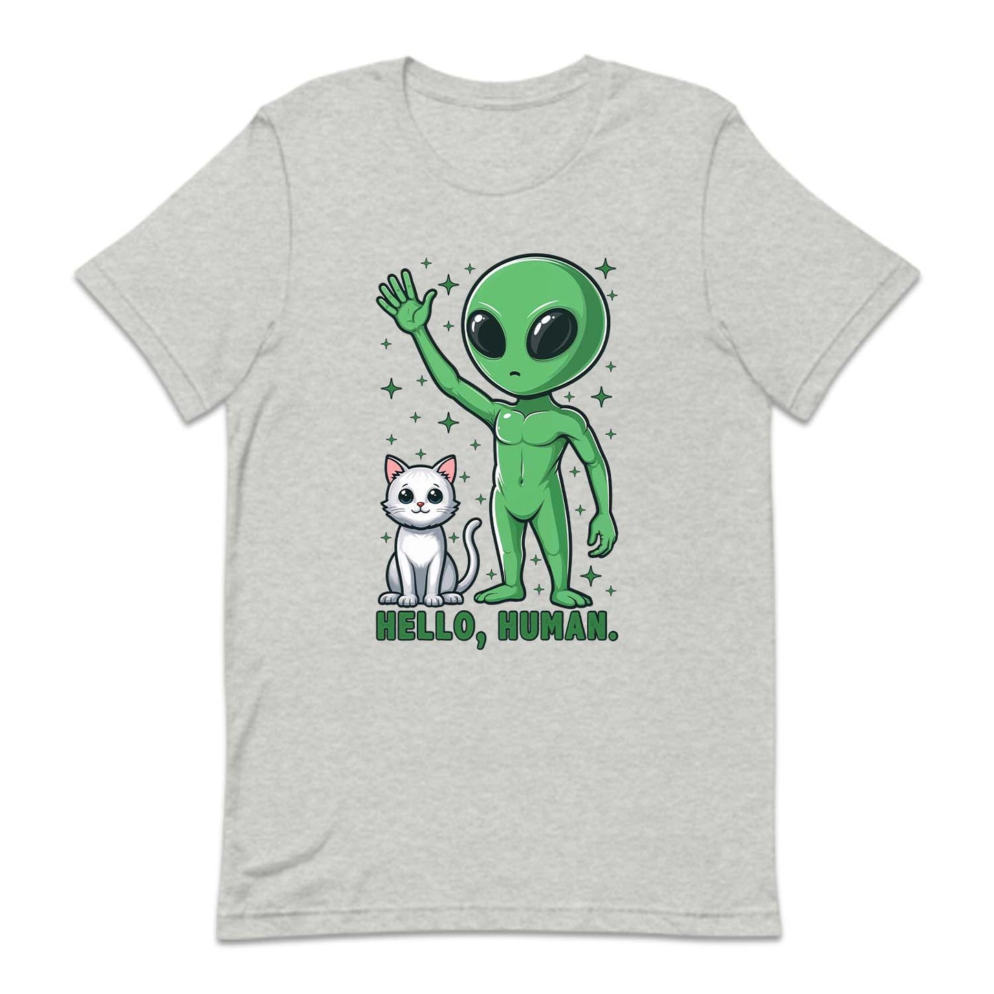 Hello Human Alien and Cat Funny Sci-Fi | PRODUCT CODE: HLUMNALCG