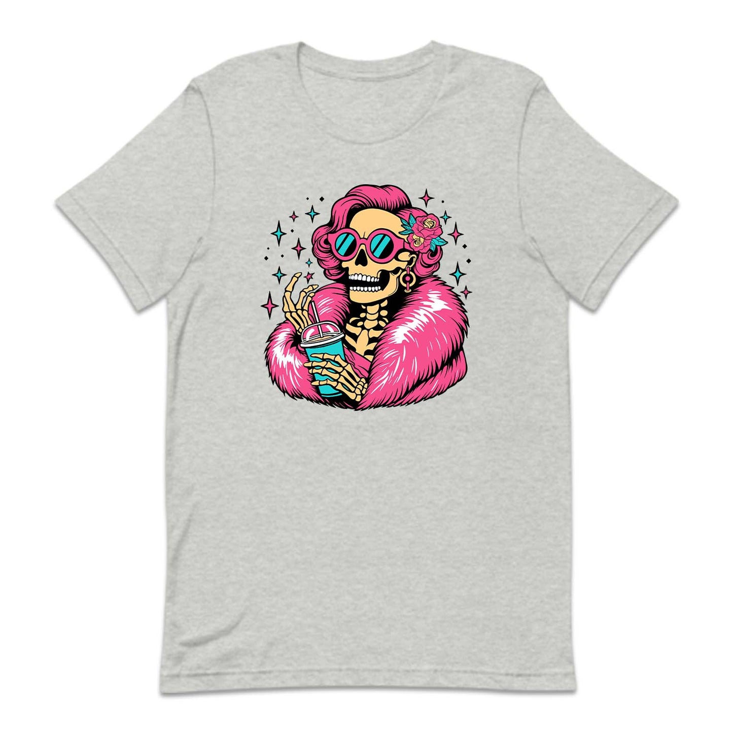Skelton Holding Iced Coffee Cup Gothic Halloween | PRODUCT CODE: LDSKLHICF