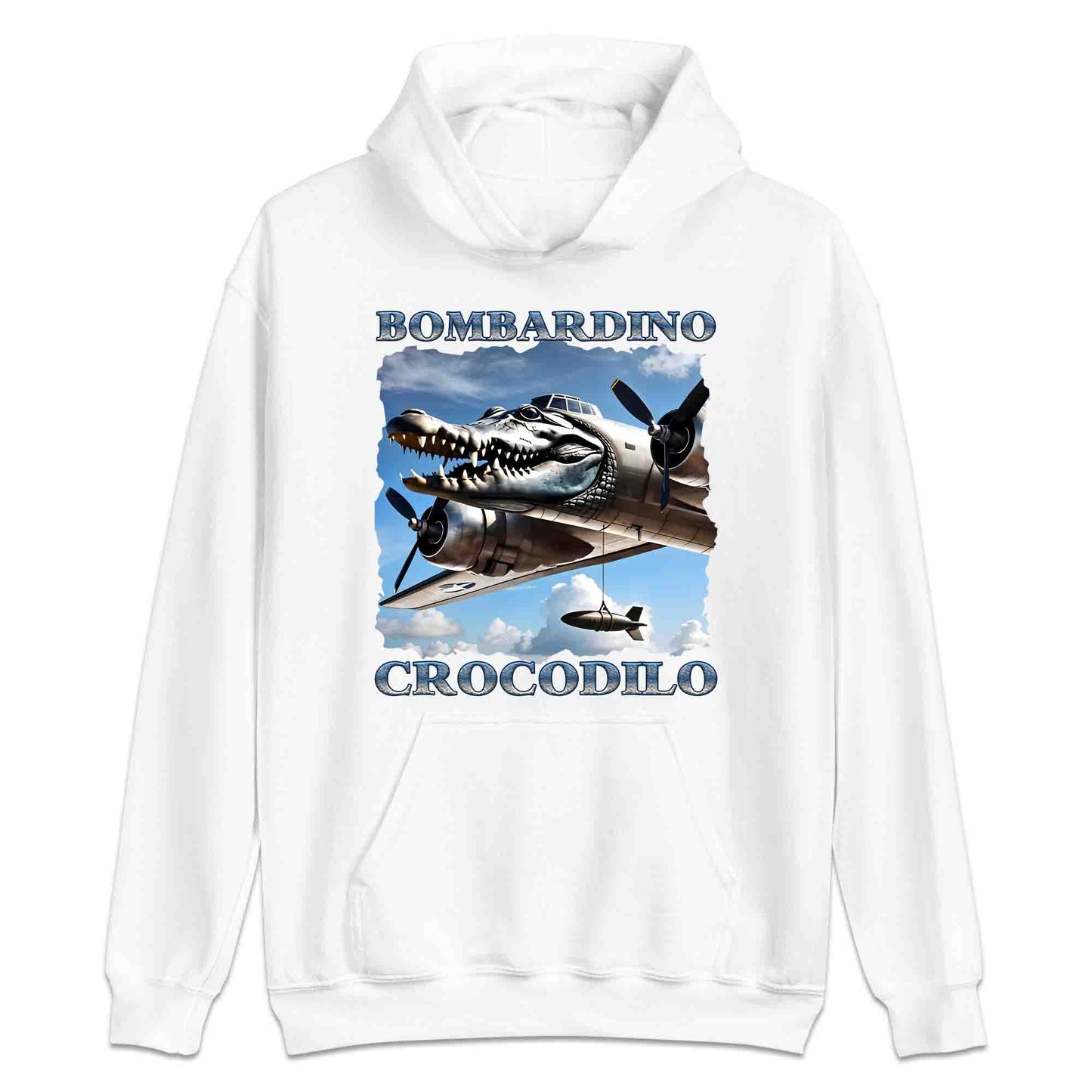 Bombardiro Crocodilo T-Shirt, Jumper & Hoodie – Funny Italian Meme, Crocodile Warplane Parody Apparel | PRODUCT CODE: BADREYONA