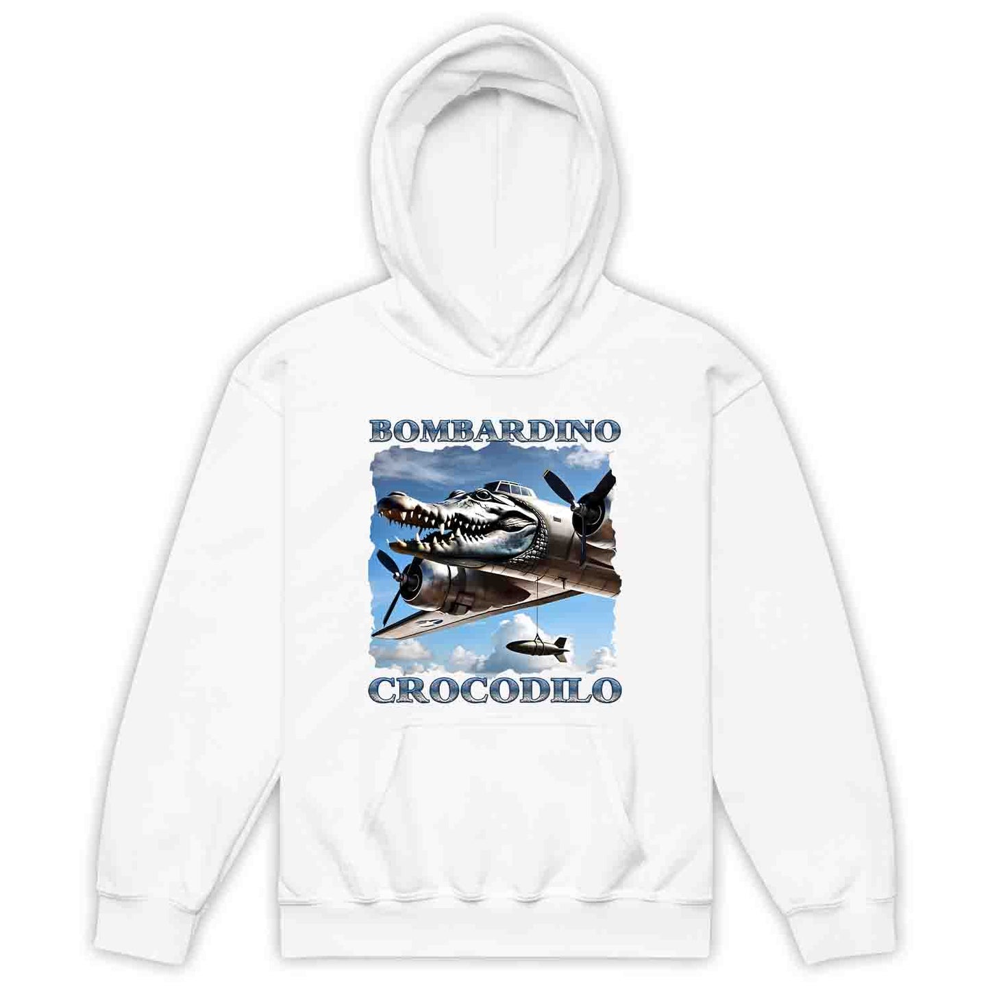 Bombardiro Crocodilo Kids T-Shirt, Jumper & Hoodie – Funny Italian Meme, Crocodile Warplane Parody Apparel | PRODUCT CODE: BADREYONA