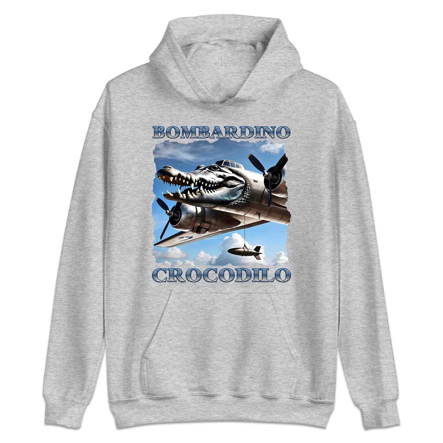 Bombardiro Crocodilo T-Shirt, Jumper & Hoodie – Funny Italian Meme, Crocodile Warplane Parody Apparel | PRODUCT CODE: BADREYONA
