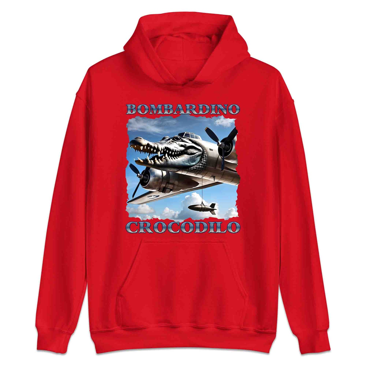 Bombardiro Crocodilo T-Shirt, Jumper & Hoodie – Funny Italian Meme, Crocodile Warplane Parody Apparel | PRODUCT CODE: BADREYONA