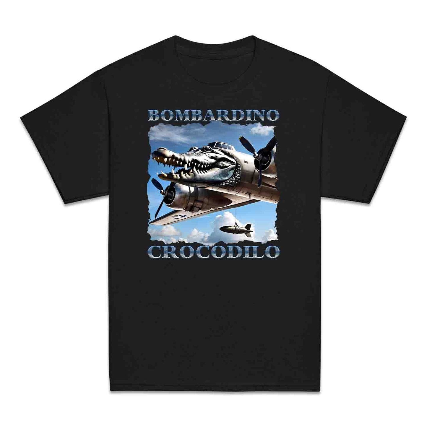 Bombardiro Crocodilo Kids T-Shirt, Jumper & Hoodie – Funny Italian Meme, Crocodile Warplane Parody Apparel | PRODUCT CODE: BADREYONA