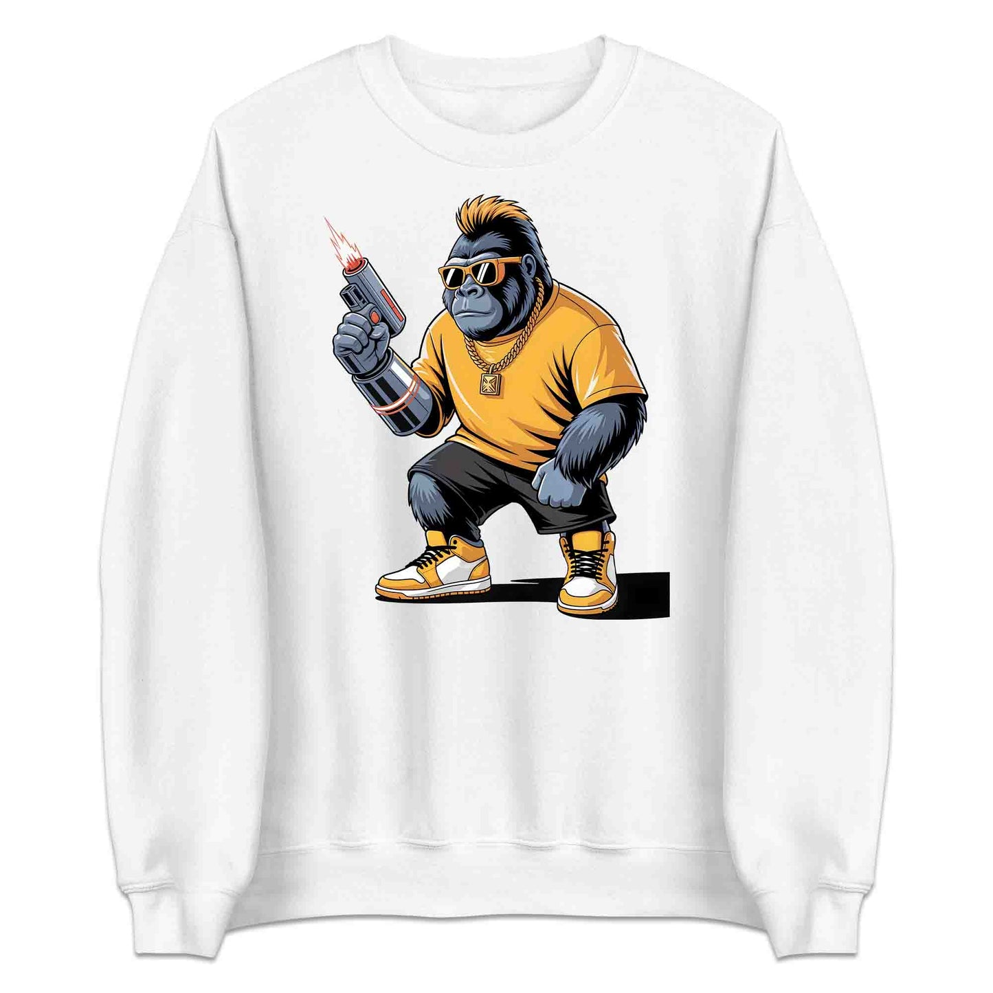 Laser Gun Gorilla T-Shirt, Cyberpunk Swag Sweatshirt, Hip-Hop Ape Hoodie | PRODUCT CODE: BDSKJWQE