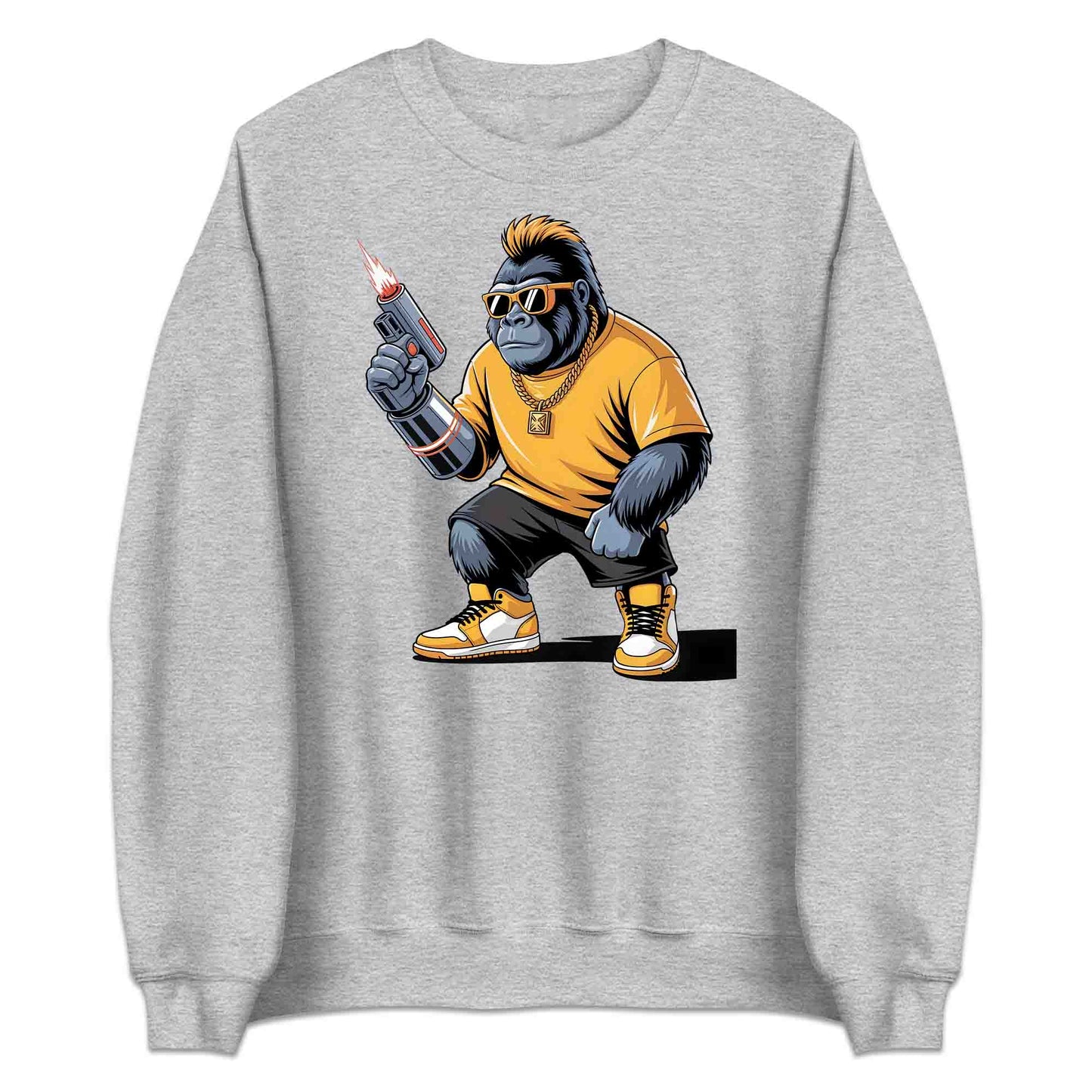 Laser Gun Gorilla T-Shirt, Cyberpunk Swag Sweatshirt, Hip-Hop Ape Hoodie | PRODUCT CODE: BDSKJWQE