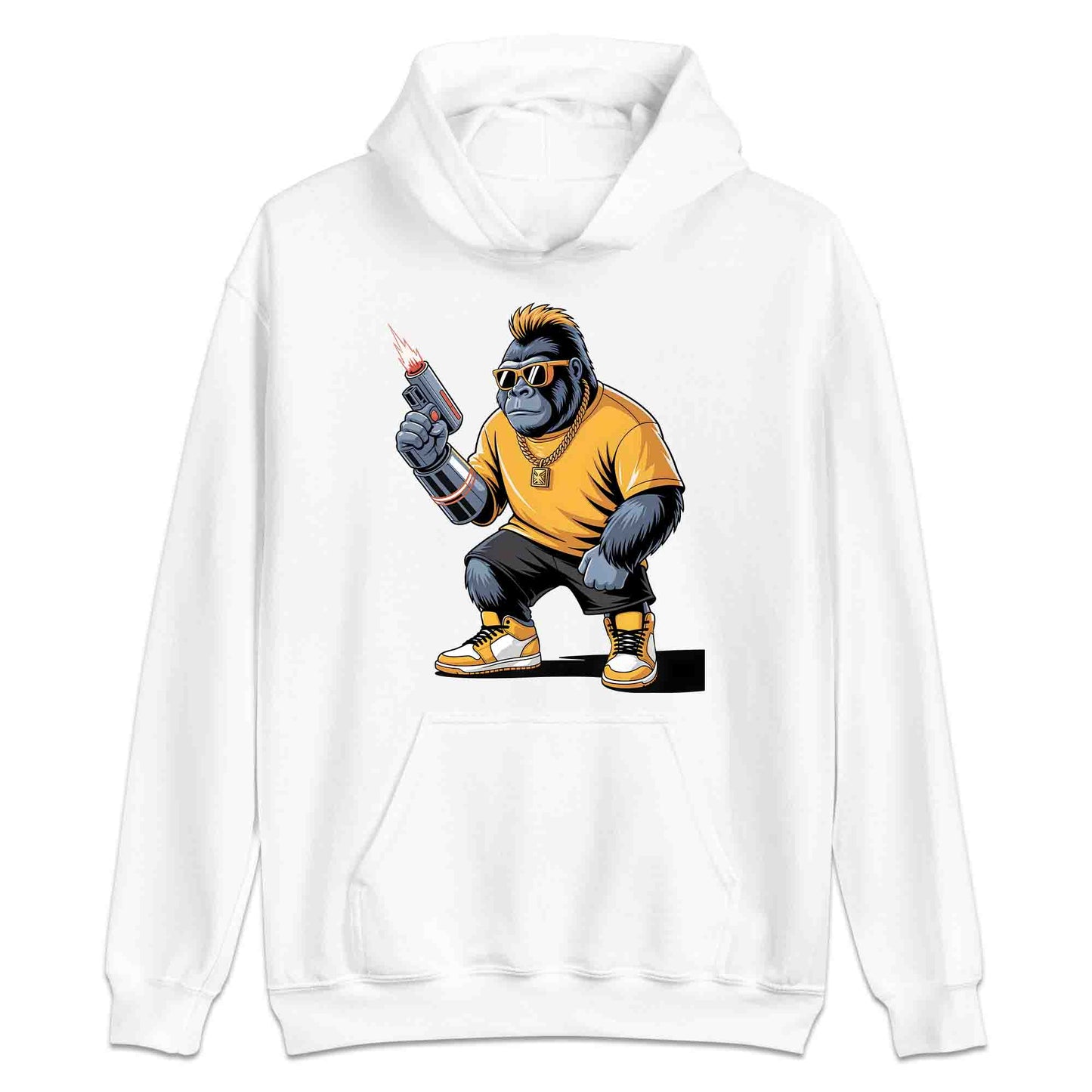 Laser Gun Gorilla T-Shirt, Cyberpunk Swag Sweatshirt, Hip-Hop Ape Hoodie | PRODUCT CODE: BDSKJWQE