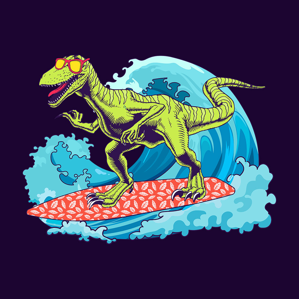 Dinosaur Surfing Beach Waves Summer Vacation | PRODUCT CODE: BECHWDINS
