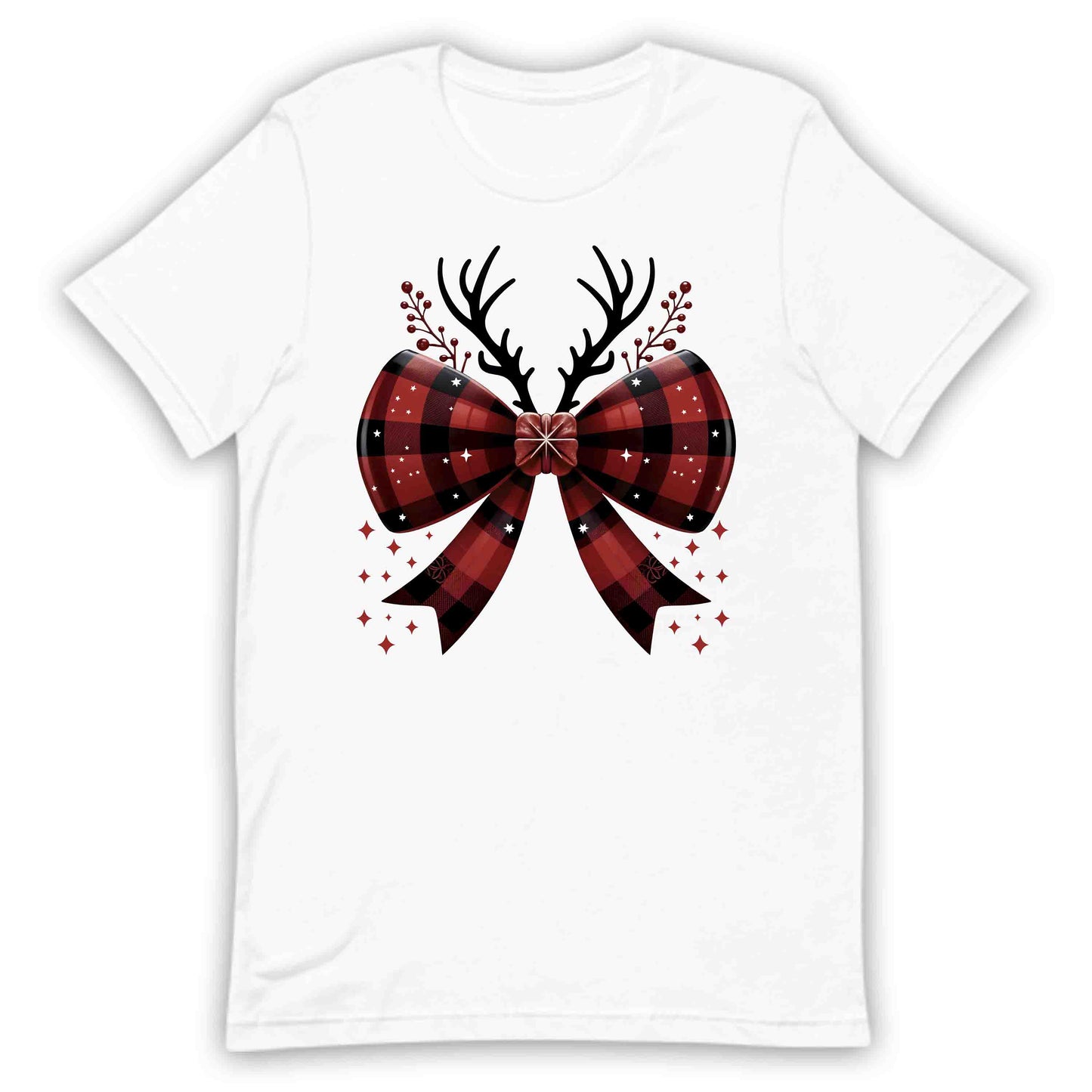 Buffalo Plaid Christmas Bow Rustic Reindeer Antlers Festive Xmas | PRODUCT CODE: BFLPDCHRSTUA