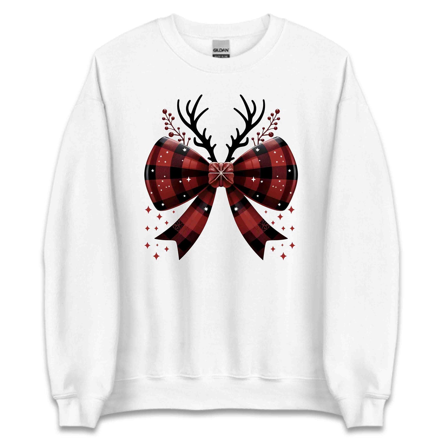 Buffalo Plaid Christmas Bow Rustic Reindeer Antlers Festive Xmas | PRODUCT CODE: BFLPDCHRSTUA