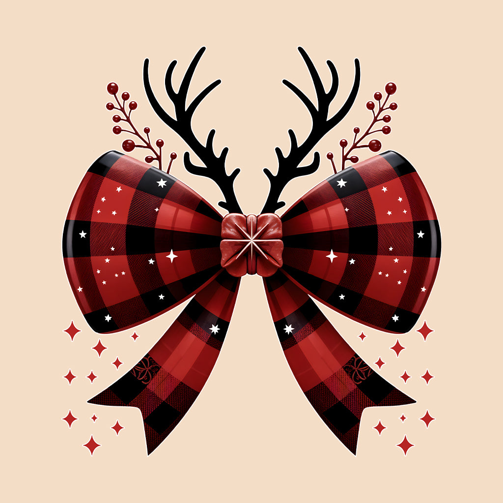 Buffalo Plaid Christmas Bow Rustic Reindeer Antlers Festive Xmas | PRODUCT CODE: BFLPDCHRSTUA