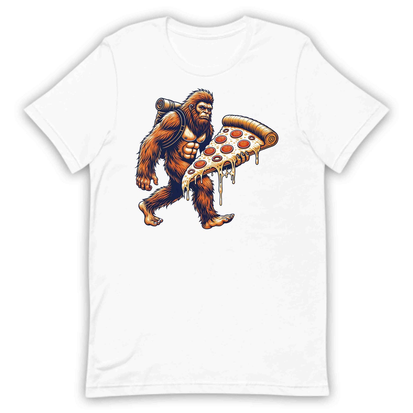 Bigfoot Pizza Lover Giant Cheesy Slice Sasquatch Hiking Adventure | PRODUCT CODE: BGFTPZALBVNRO