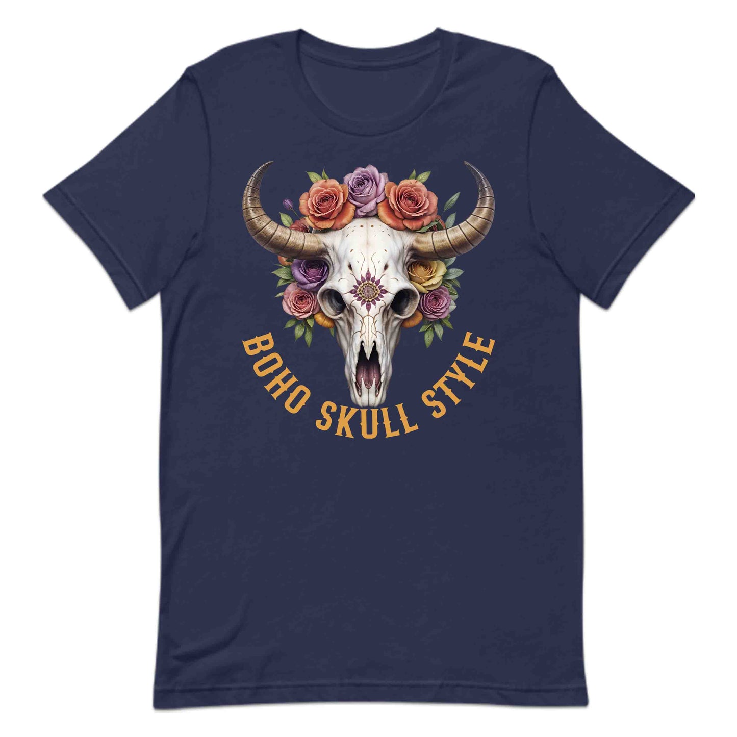 Boho Cow Skull Floral Rustic Western Style Bohemian Fashion Lovers | PRODUCT CODE: BHCWSKLUOFR