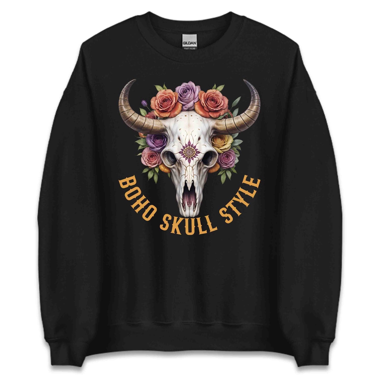 Boho Cow Skull Floral Rustic Western Style Bohemian Fashion Lovers | PRODUCT CODE: BHCWSKLUOFR