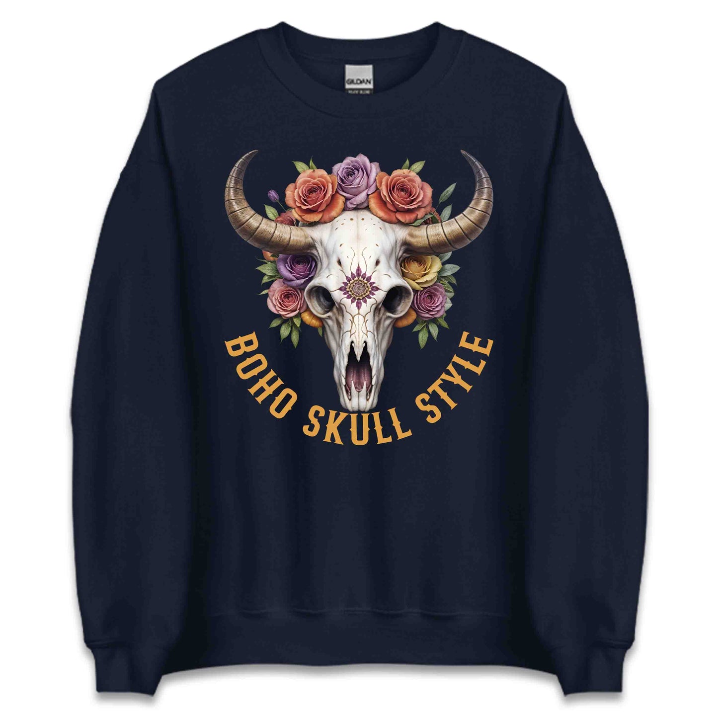 Boho Cow Skull Floral Rustic Western Style Bohemian Fashion Lovers | PRODUCT CODE: BHCWSKLUOFR