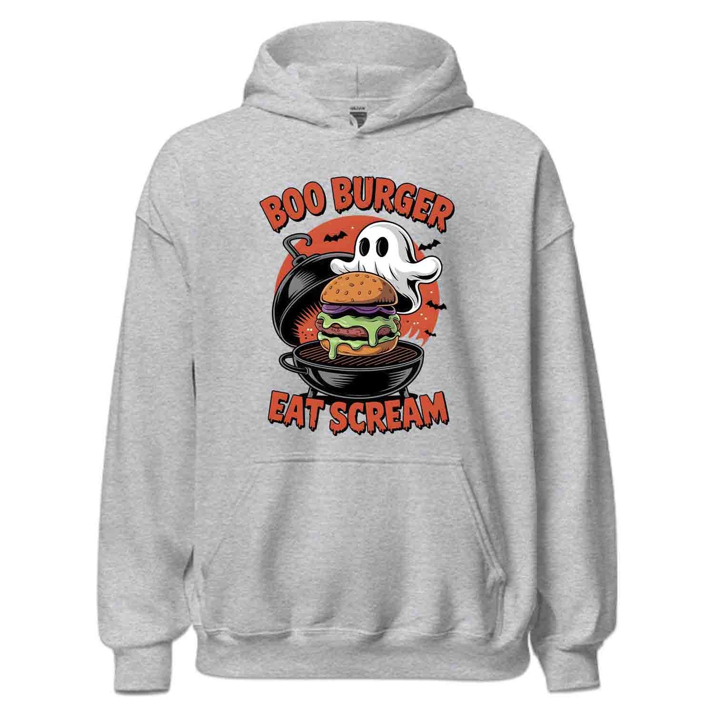 Boo Burger T-Shirt, Spooky Ghost Grill Sweatshirt, Scary BBQ Hoodie | PRODUCT CODE: BHGRHAHQW