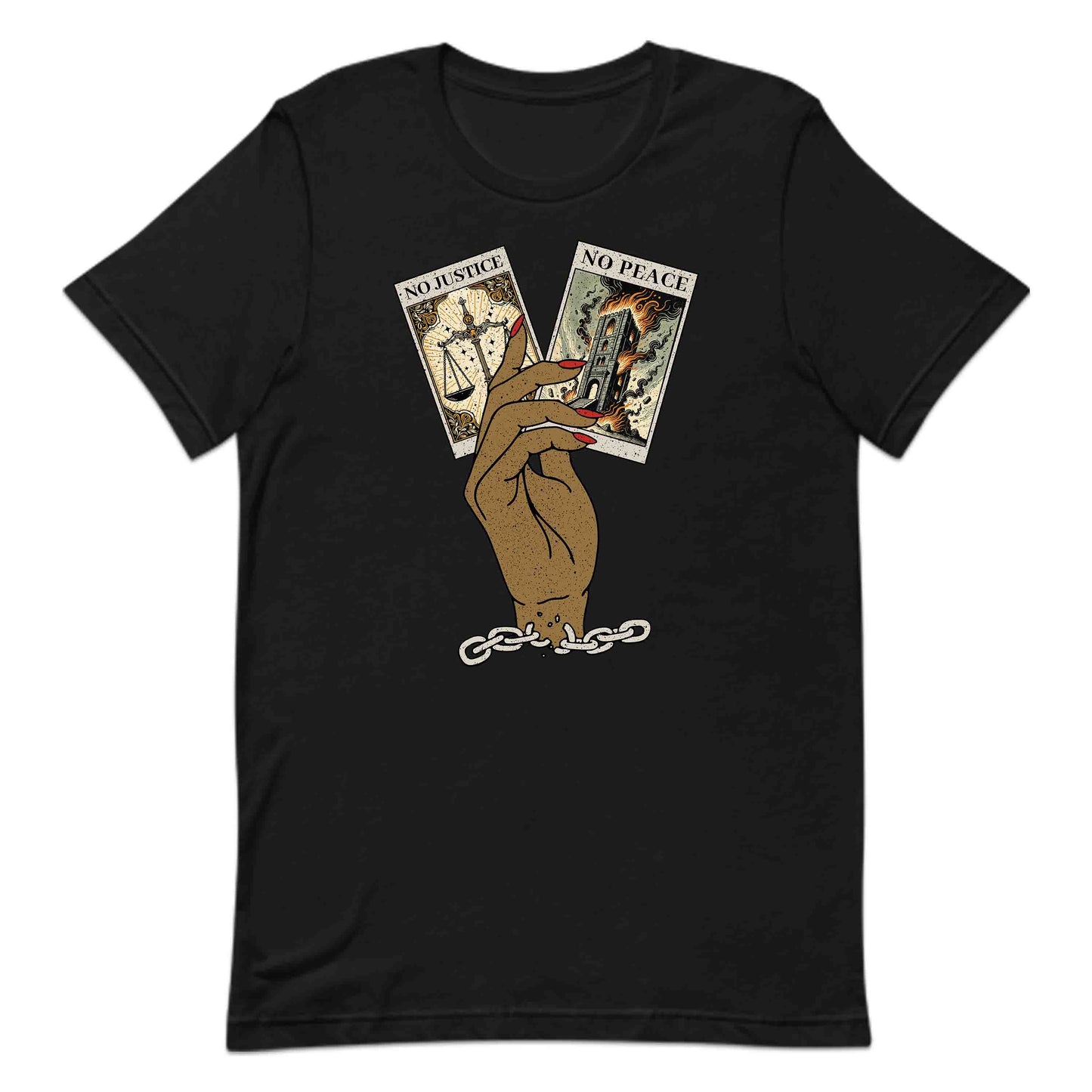 Black History Month No Justice No Peace Empowering Tarot Cards in Hand | PRODUCT CODE: BKHTRYMNJUSP
