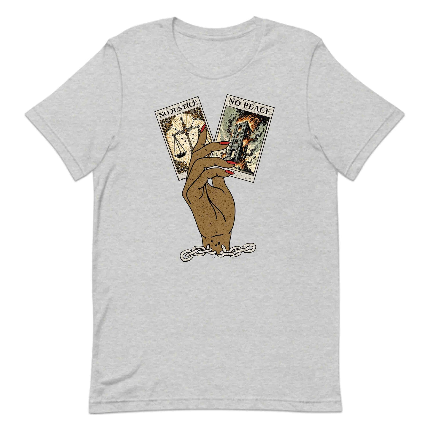 Black History Month No Justice No Peace Empowering Tarot Cards in Hand | PRODUCT CODE: BKHTRYMNJUSP